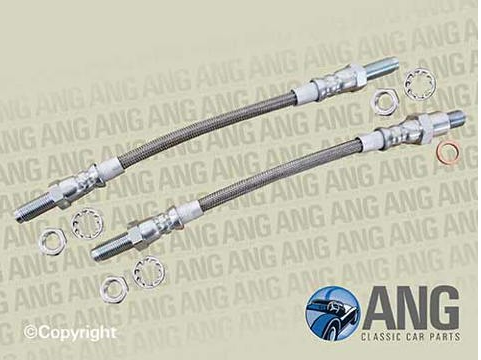 STAINLESS STEEL REAR BRAKE HOSES (2) ; TR6