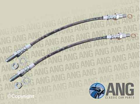 STAINLESS STEEL FRONT BRAKE HOSES (2) ; TR4