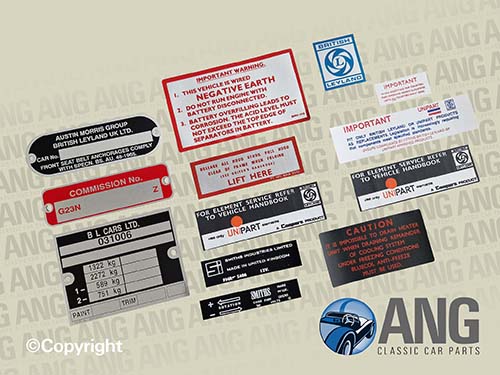 DECALS & LABELS KIT ; MGB ROADSTER (1975-1980)