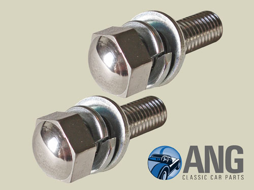 CHROME PLATED CENTRE CONSOLE SCREWS x 2 ; TR5, TR250